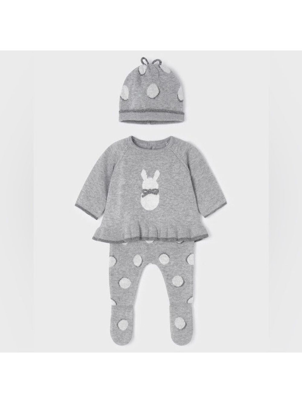 Size 12 months Baby Mayoral Gray Polka Dot Baby Outfit Set